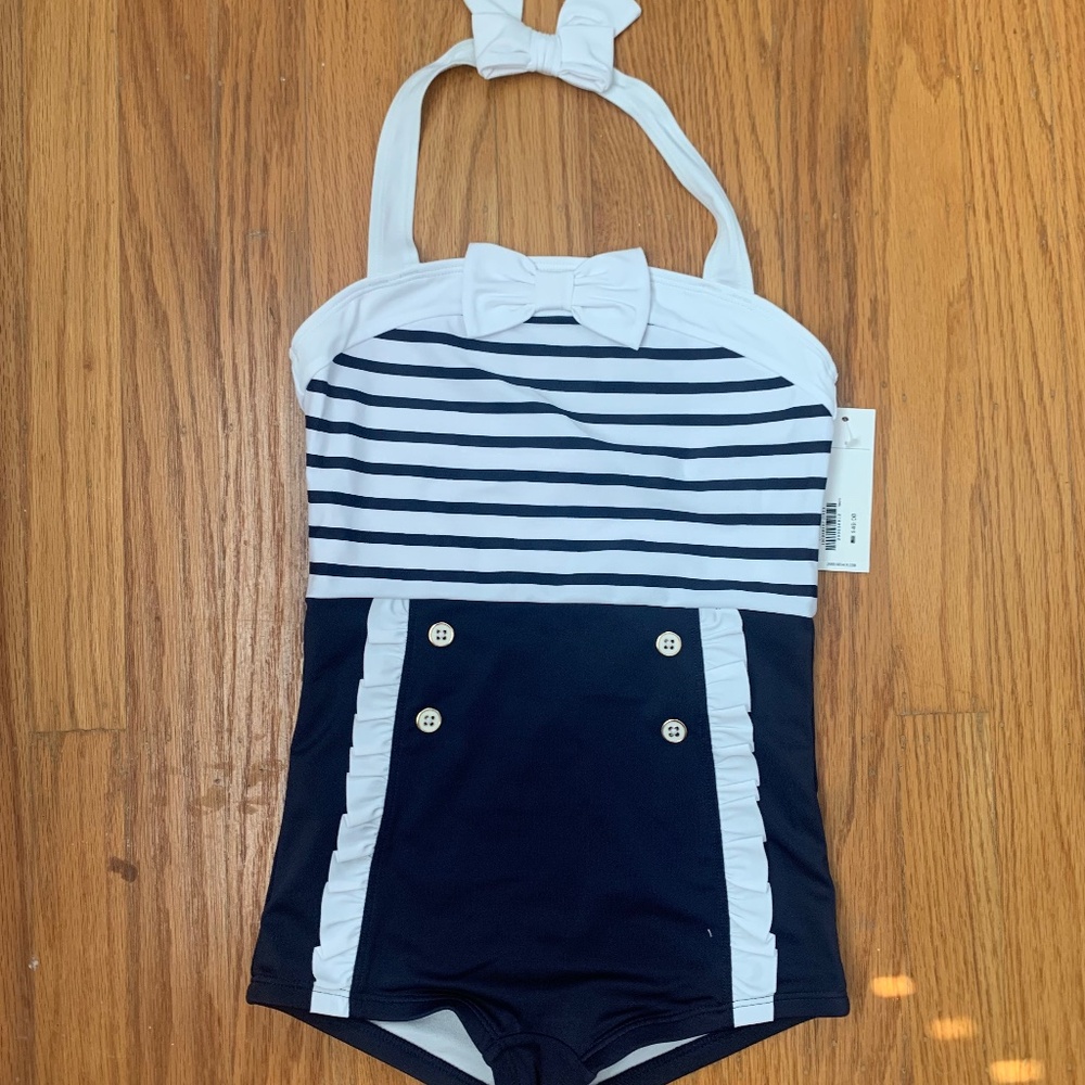 Girls Nautical Janie and Jack Swimsuit Size 8 NWT